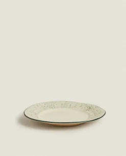 ZARA Home Christmas Dessert Plate With Raised Floral Design
