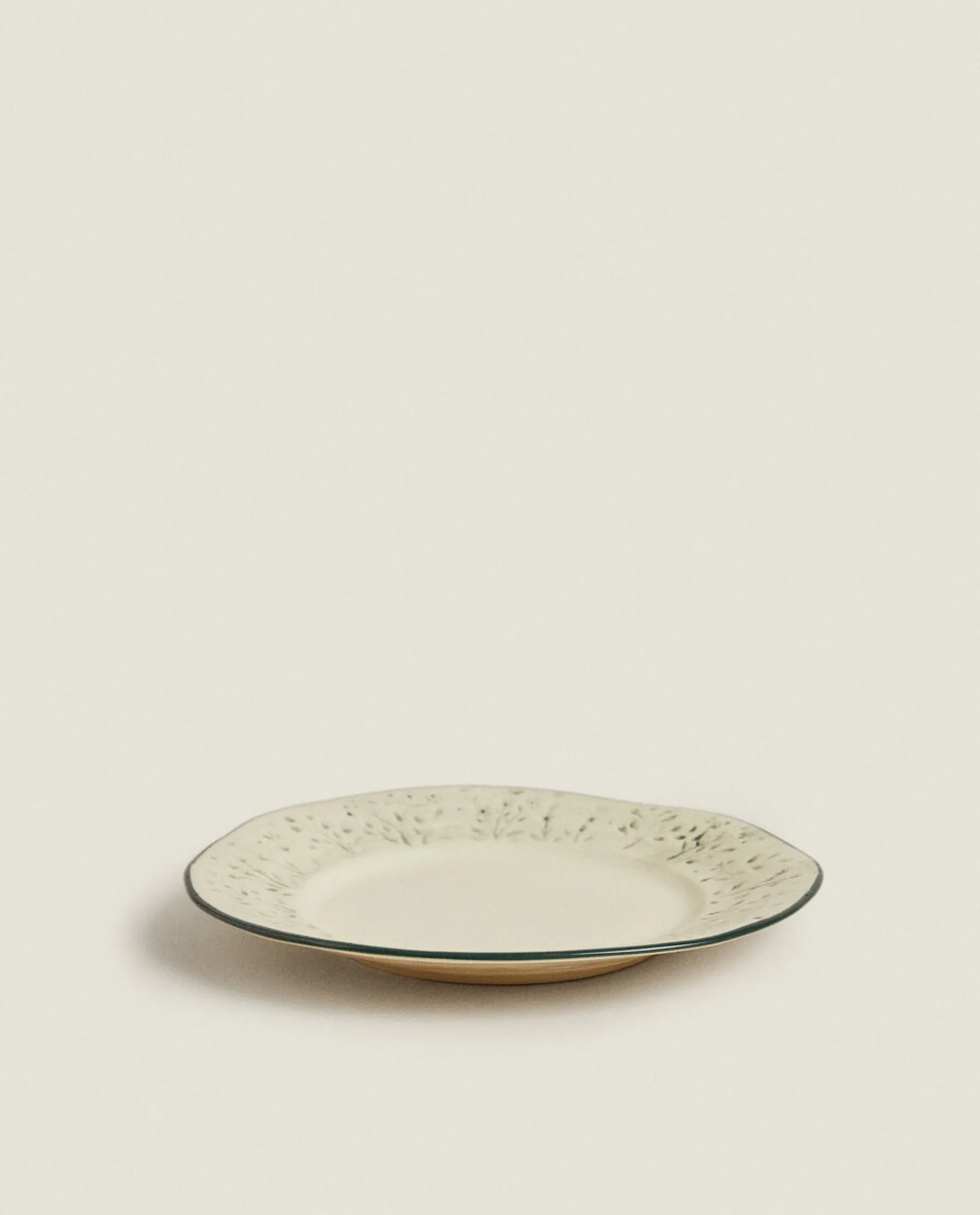 ZARA Home Christmas Dessert Plate With Raised Floral Design