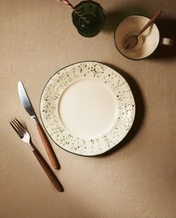 ZARA Home Christmas Dessert Plate With Raised Floral Design