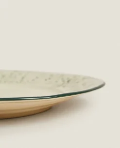 ZARA Home Christmas Dessert Plate With Raised Floral Design