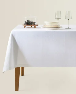 ZARA Home Christmas Glittery Floral Jacquard Tablecloth