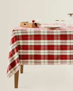 ZARA Home Christmas Tartan Cotton Tablecloth