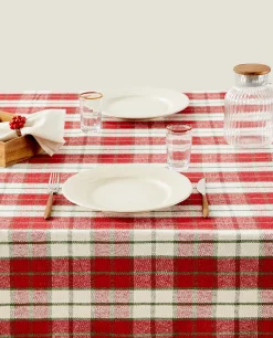 ZARA Home Christmas Tartan Cotton Tablecloth