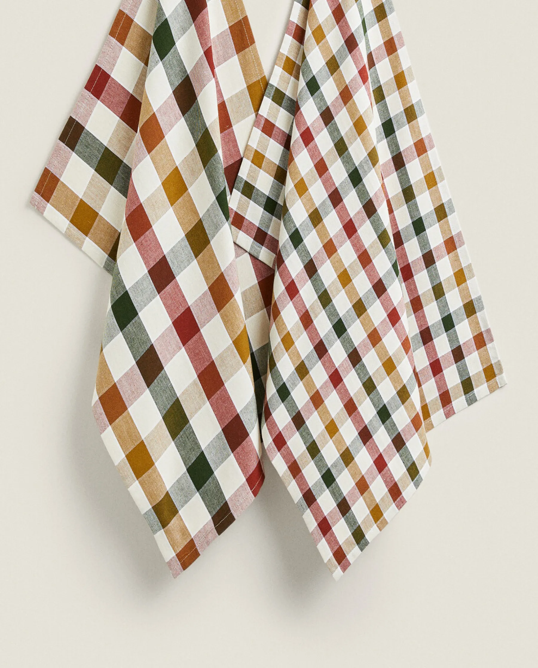 ZARA Home Colored Check Kitchen Towels (Pack Of 2)