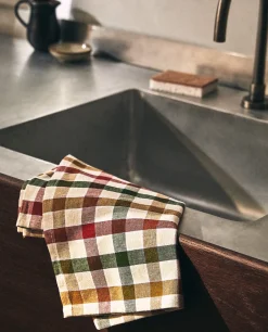 ZARA Home Colored Check Kitchen Towels (Pack Of 2)
