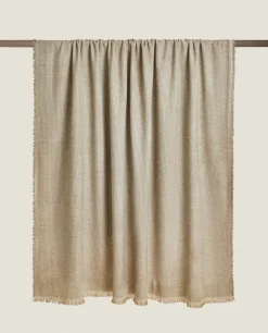 ZARA Home Cotton Blanket With Fringing