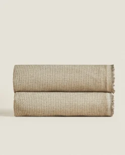 ZARA Home Cotton Blanket With Fringing