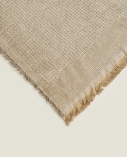 ZARA Home Cotton Blanket With Fringing