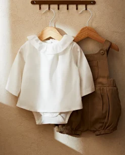 ZARA Home Cotton Bodysuit With Ruffled Neckline