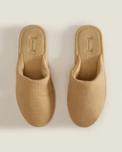 ZARA Home Cotton Muslin Slippers
