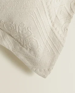 ZARA Home Cotton Throw Pillow Cover With Geometric Design