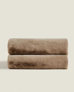 ZARA Home Double-Textured Faux Fur Blanket