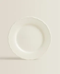 ZARA Home Earthenware Dinner Dish With Raised-Design Edge