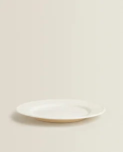 ZARA Home Earthenware Dinner Dish With Raised-Design Edge