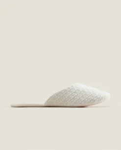 ZARA Home Embroidered Fabric Slippers