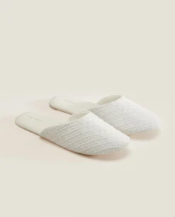 ZARA Home Embroidered Fabric Slippers