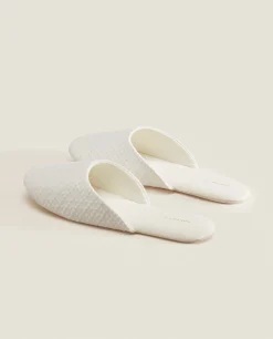 ZARA Home Embroidered Fabric Slippers
