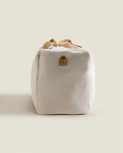 ZARA Home Fabric Travel Bag With Leather Detail