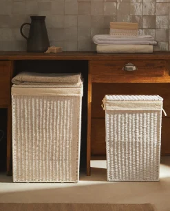 ZARA Home Fabric-Lined Laundry Hamper