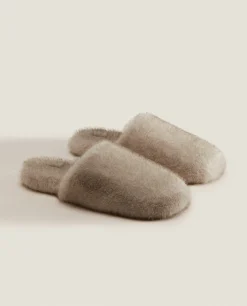 ZARA Home Faux Fur Mule Slippers