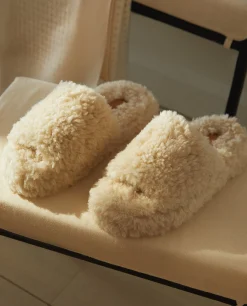 ZARA Home Faux Fur Platform Slider Slippers