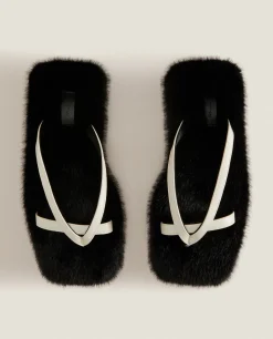 ZARA Home Faux Fur Slippers With Contrast Straps