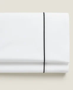 ZARA Home Flat Sheet With Colored Piping Detail