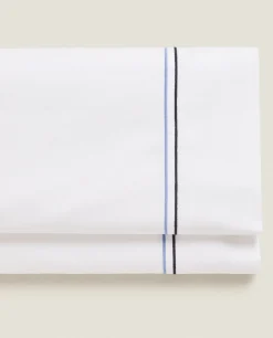 ZARA Home Flat Sheet With Two Embroidered Lines