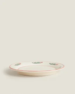 ZARA Home Floral Earthenware Dinner Plate