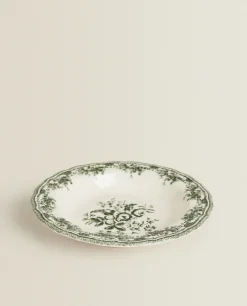 ZARA Home Floral Earthenware Soup Plate