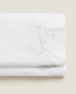 ZARA Home Floral Embroidery Flat Sheet