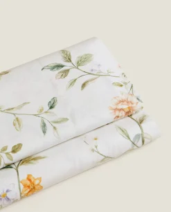 ZARA Home Floral Embroidery Flat Sheet