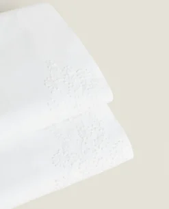 ZARA Home Floral Embroidery Flat Sheet
