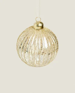 ZARA Home Glass Christmas Bauble Decoration With Stripes