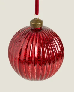 ZARA Home Glass Christmas Bauble Decoration With Stripes