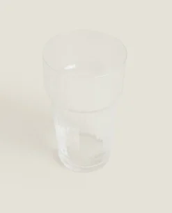 ZARA Home Glass Soft Drink Tumbler With Line Design