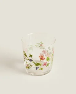 ZARA Home Glass Tumbler With Floral Design