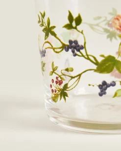 ZARA Home Glass Tumbler With Floral Design