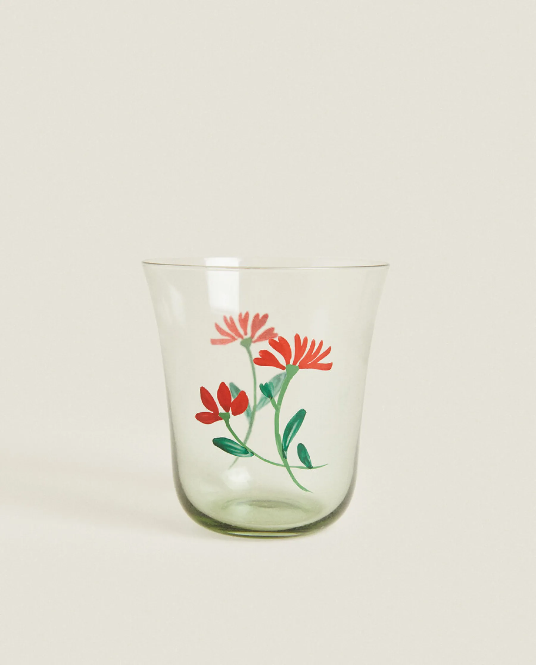 ZARA Home Glass Tumbler With Floral Silk Screen