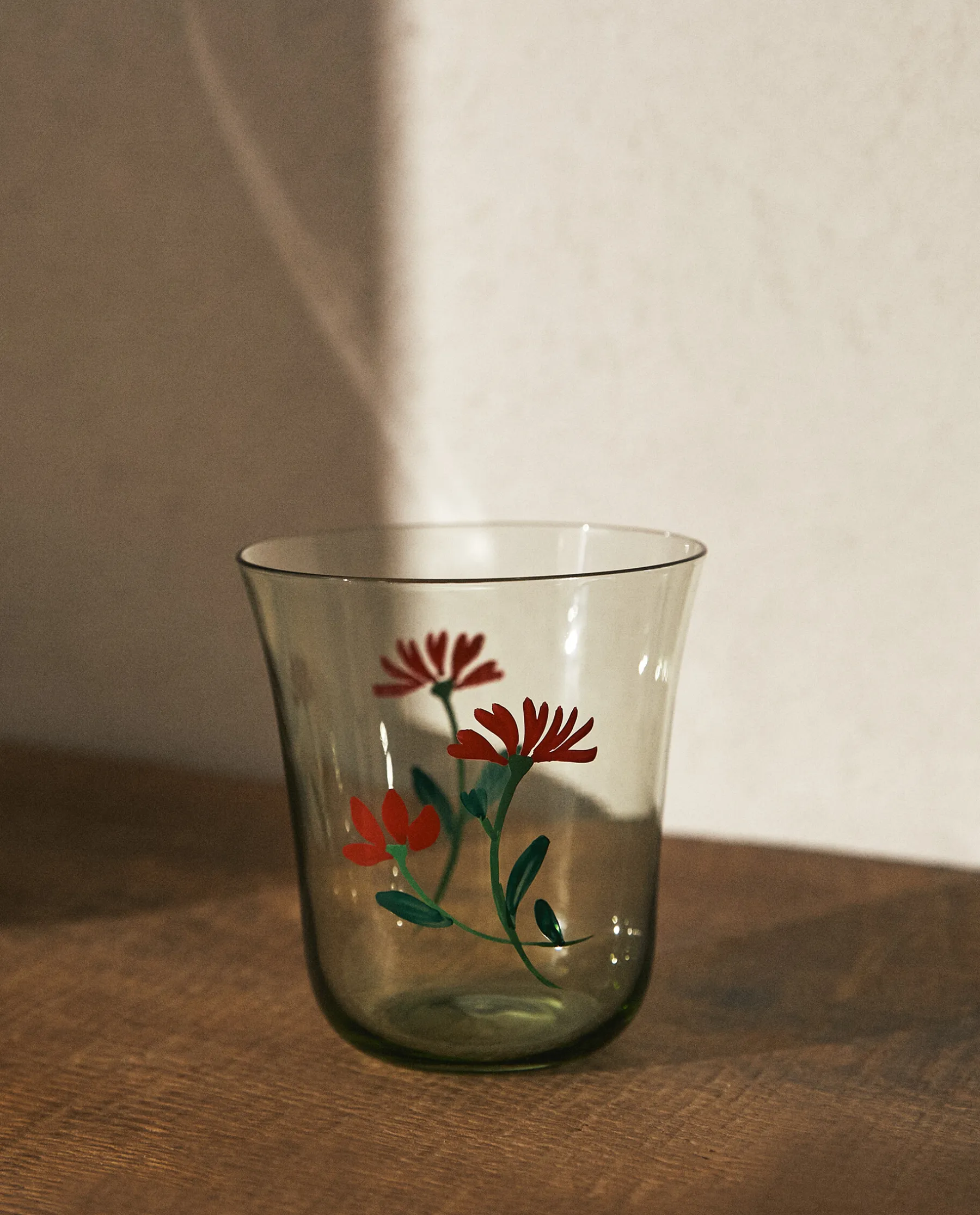 ZARA Home Glass Tumbler With Floral Silk Screen