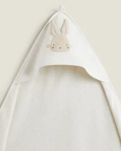 ZARA Home Hooded Baby Towel With Bunny Applique
