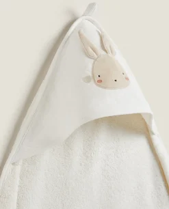 ZARA Home Hooded Baby Towel With Bunny Applique