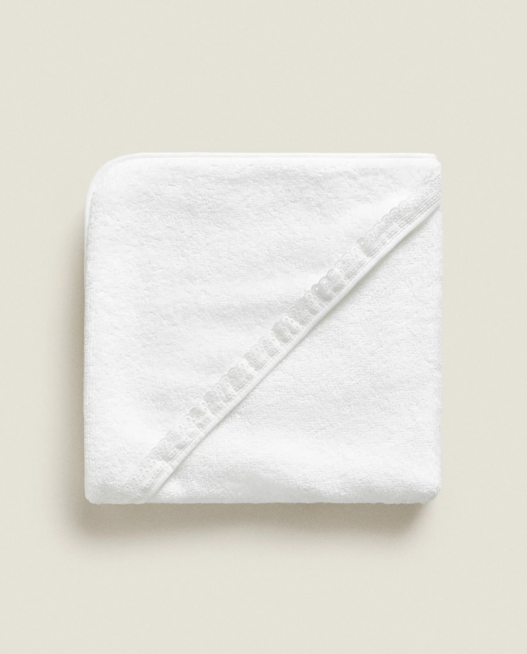 ZARA Home Hooded Baby Towel With Embroidered Border