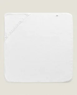 ZARA Home Hooded Baby Towel With Embroidered Border