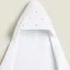 ZARA Home Hooded Baby Towel With Embroidered Hearts