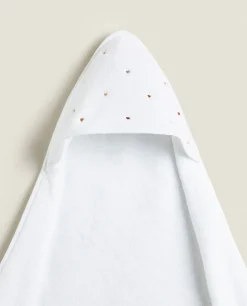 ZARA Home Hooded Baby Towel With Embroidered Hearts