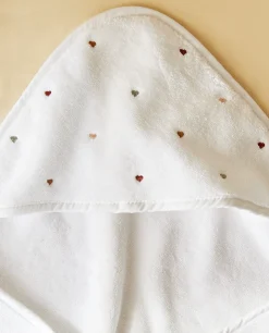 ZARA Home Hooded Baby Towel With Embroidered Hearts
