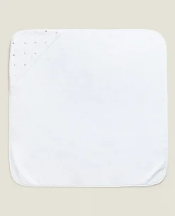 ZARA Home Hooded Baby Towel With Embroidered Hearts