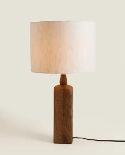 ZARA Home Lamp With Wooden Base