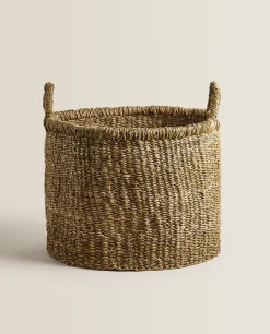 ZARA Home Large Seagrass Basket With Handles